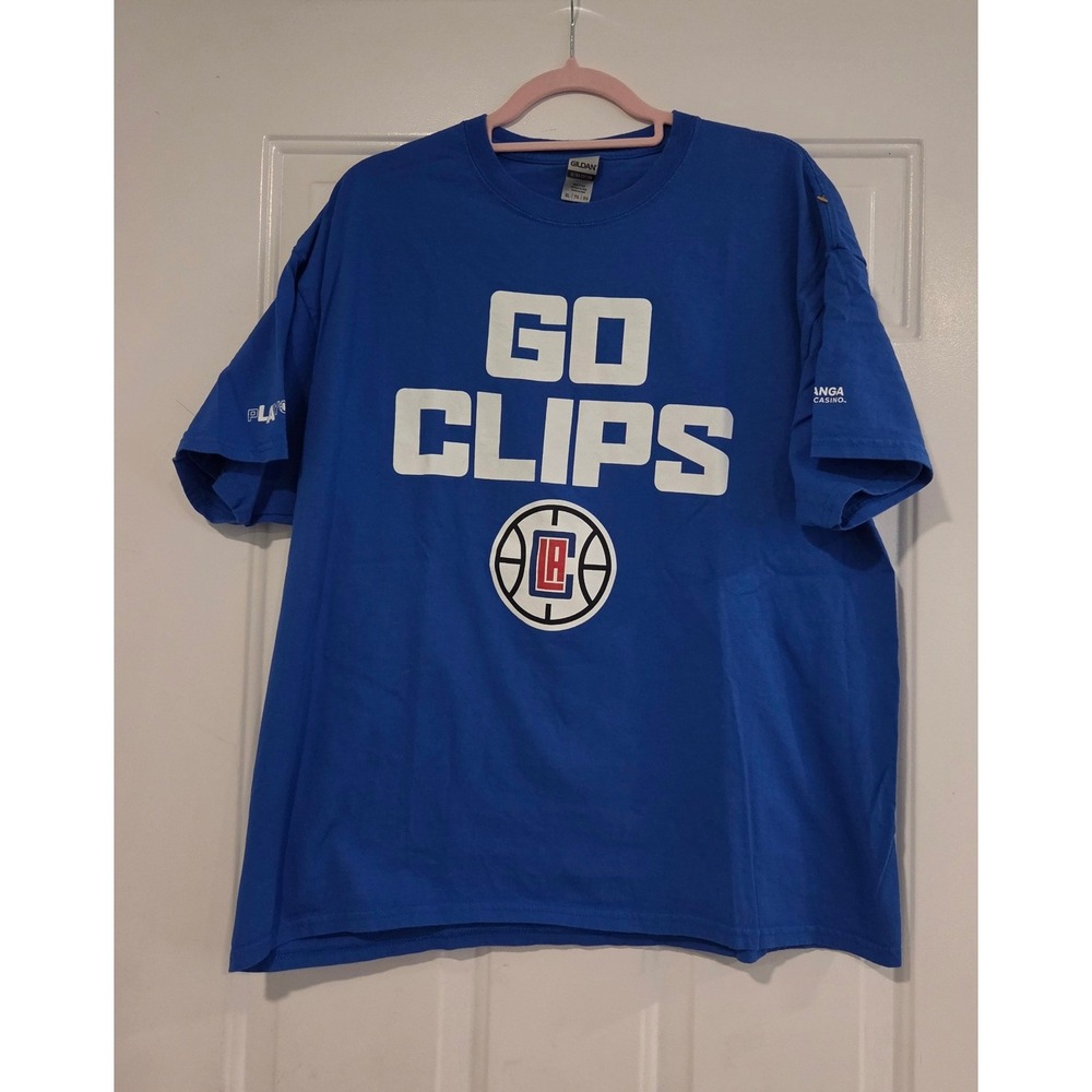 LA Clippers Go Clips NBA Playoffs T-Shirt Blue Gildan XL Pechanga Casino Fan Tee